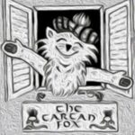 Illustrated logo of a fox mascot leaning out of a window shutter, with the words The Tartan Fox below.
